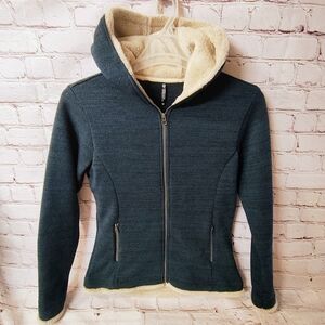 Kuhl Alaska Heather Green Fleece Zip Hoodie Jacket Medium Sherpa